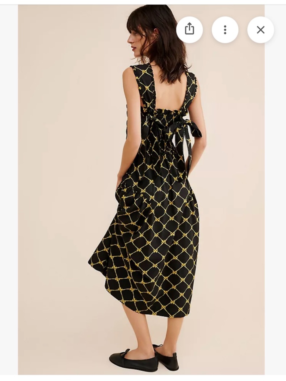 Damson Madder Violet Black & Gold Bow Midi Dress